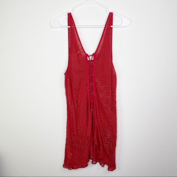 Free People Red / Rust Lace Tank Top - Picture 5 of 6